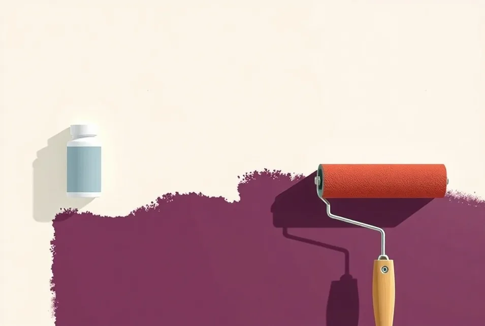 Outils de peinture disposés dans l'ordre des étapes du chantier